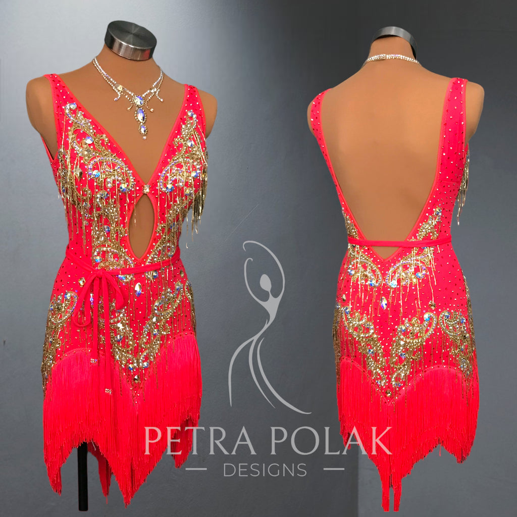 Custom Dress - Red & Gold Latin