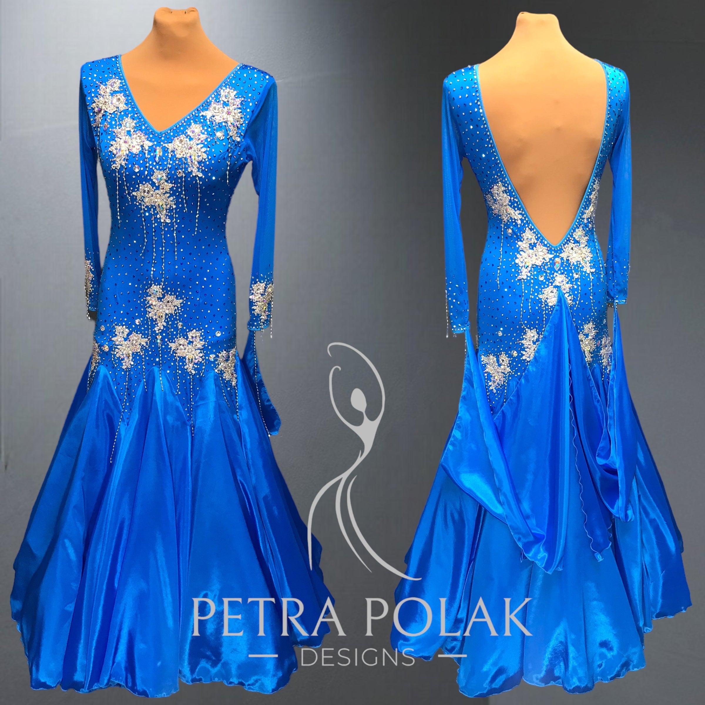 Ocean Blue Standard Dance Sport Dress STT- 1211 petradesigns Ocean Blue Standard Dance Sport Dress STT- 1211 petradesigns