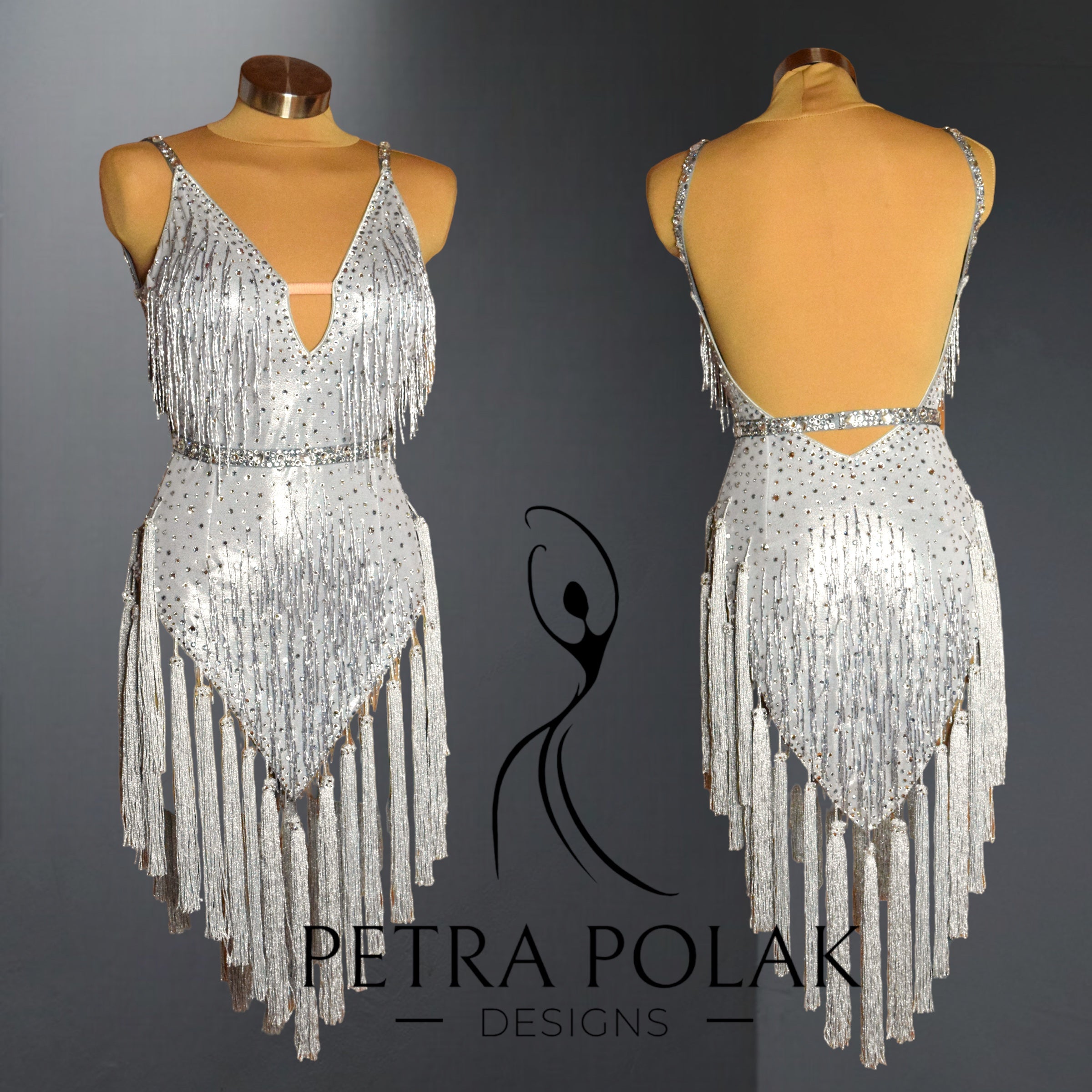 Silver Latin Rhythm Dance Sport Dress LAT-1109 petradesigns Silver Latin Rhythm Dance Sport Dress LAT-1109 petradesigns