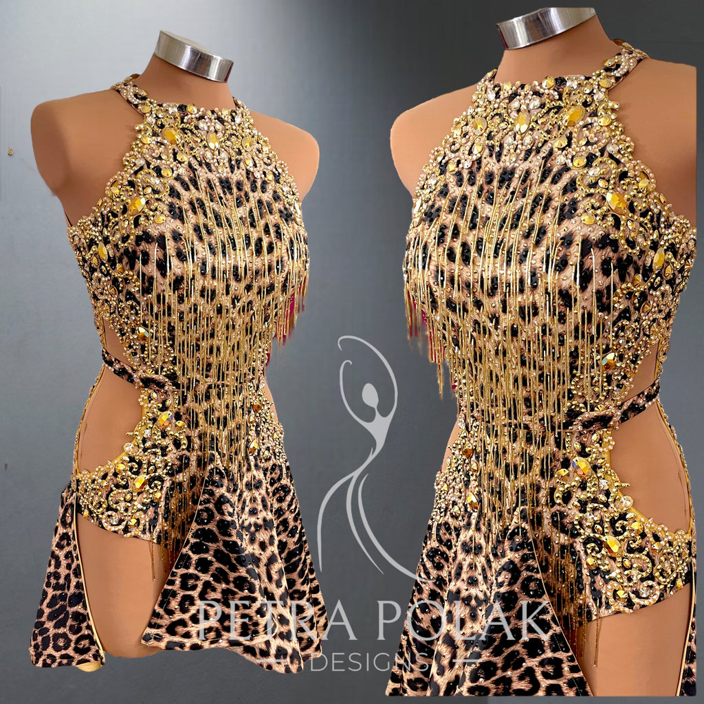 Custom Dress - Leopard print & gold