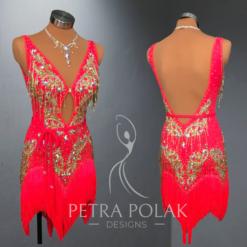 Custom dress- Neon red Latin