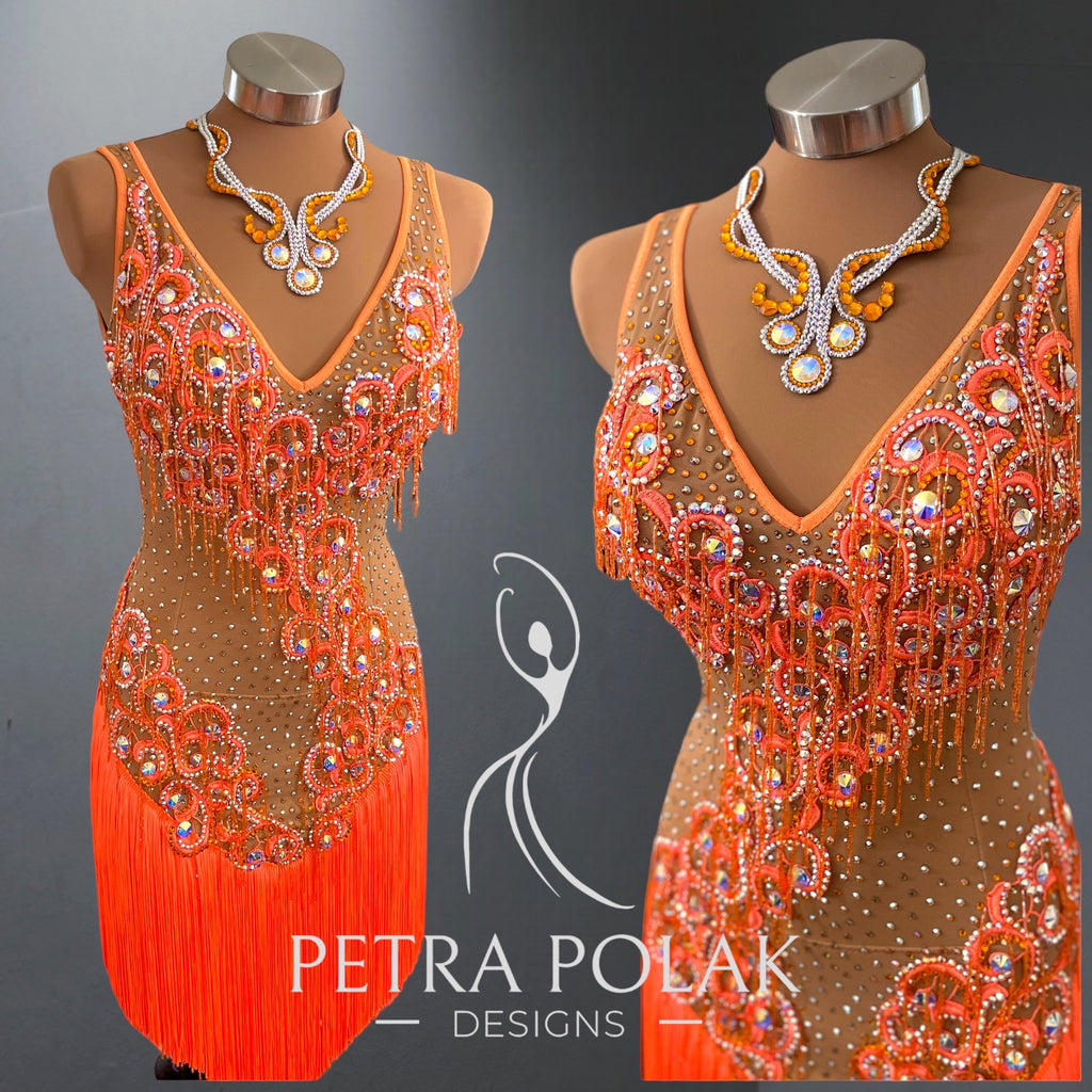 Custom dress - Orange/ Tan Latin