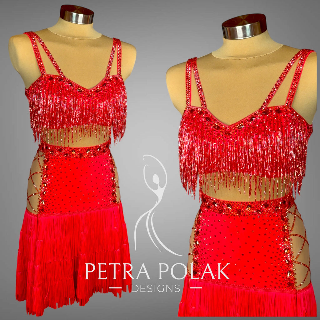 Custom dress- Neon red Latin