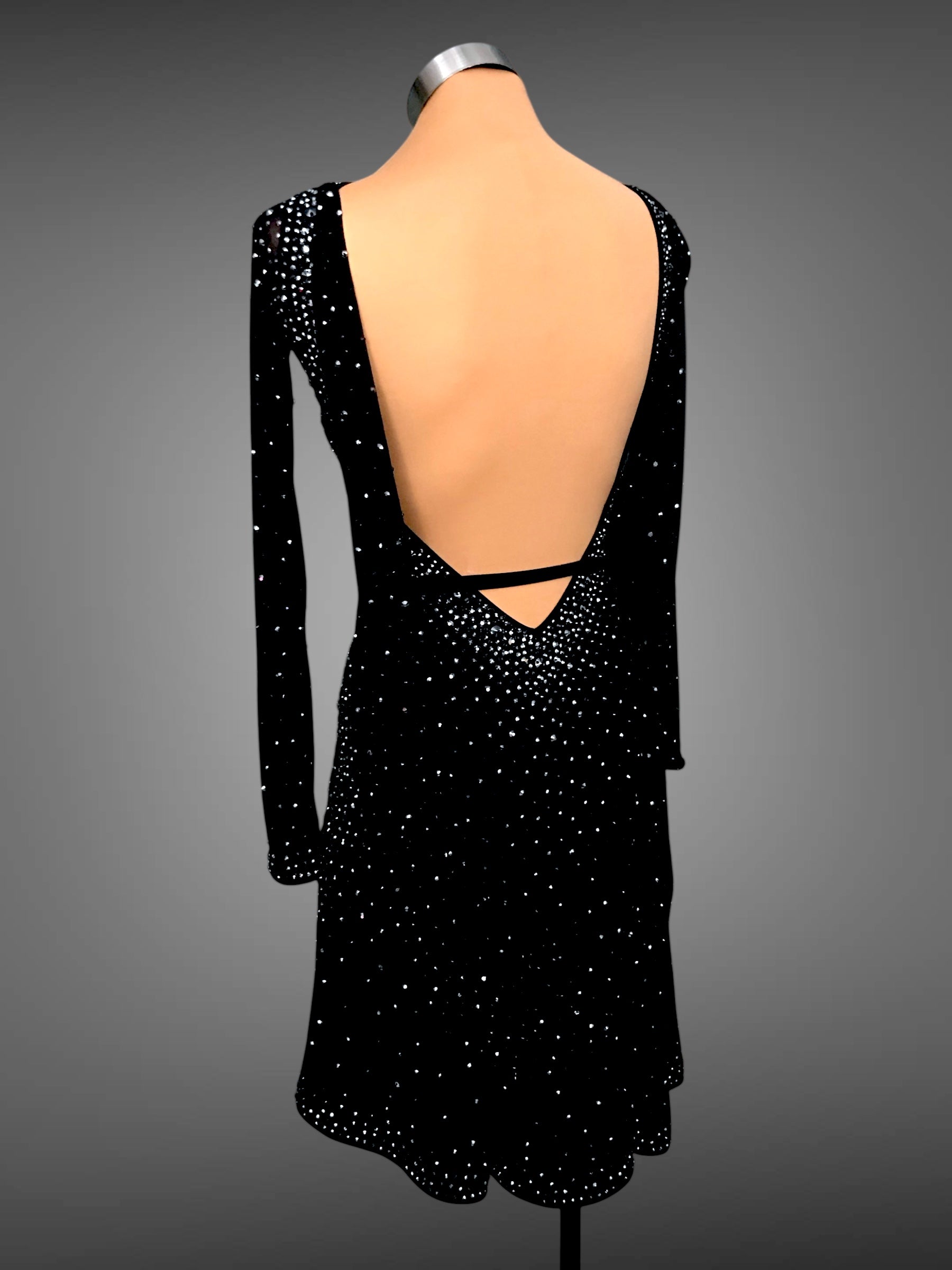 Black Mesh Latin Dance Sport Dress LAT- 1007