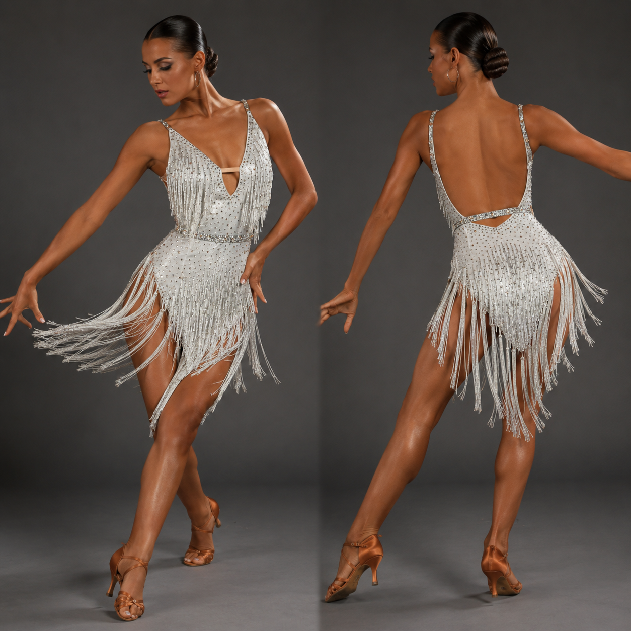 Silver Latin Rhythm Dance Sport Dress LAT-1109