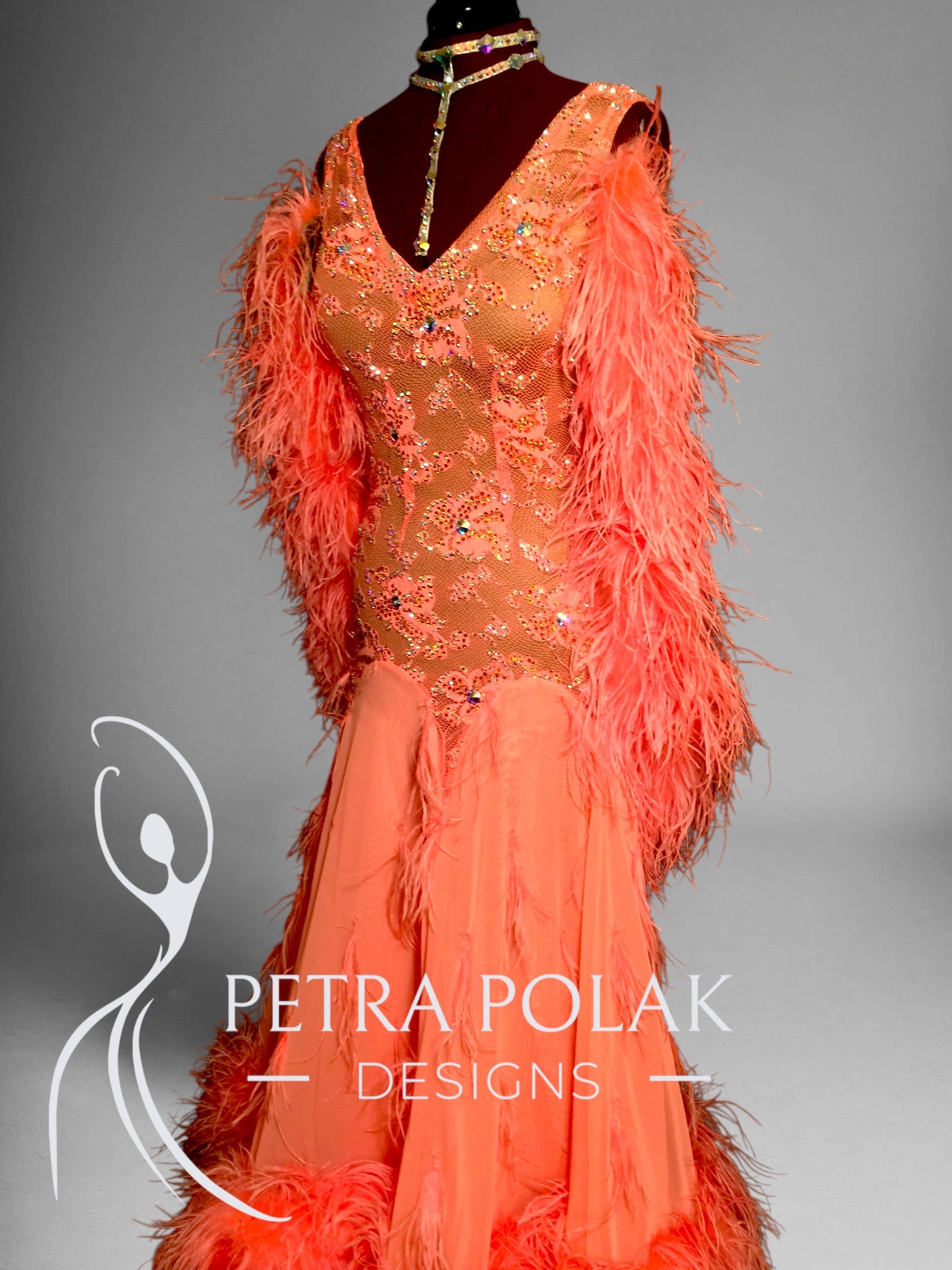 Coral Standard Dance Sport Dress STT- 1202