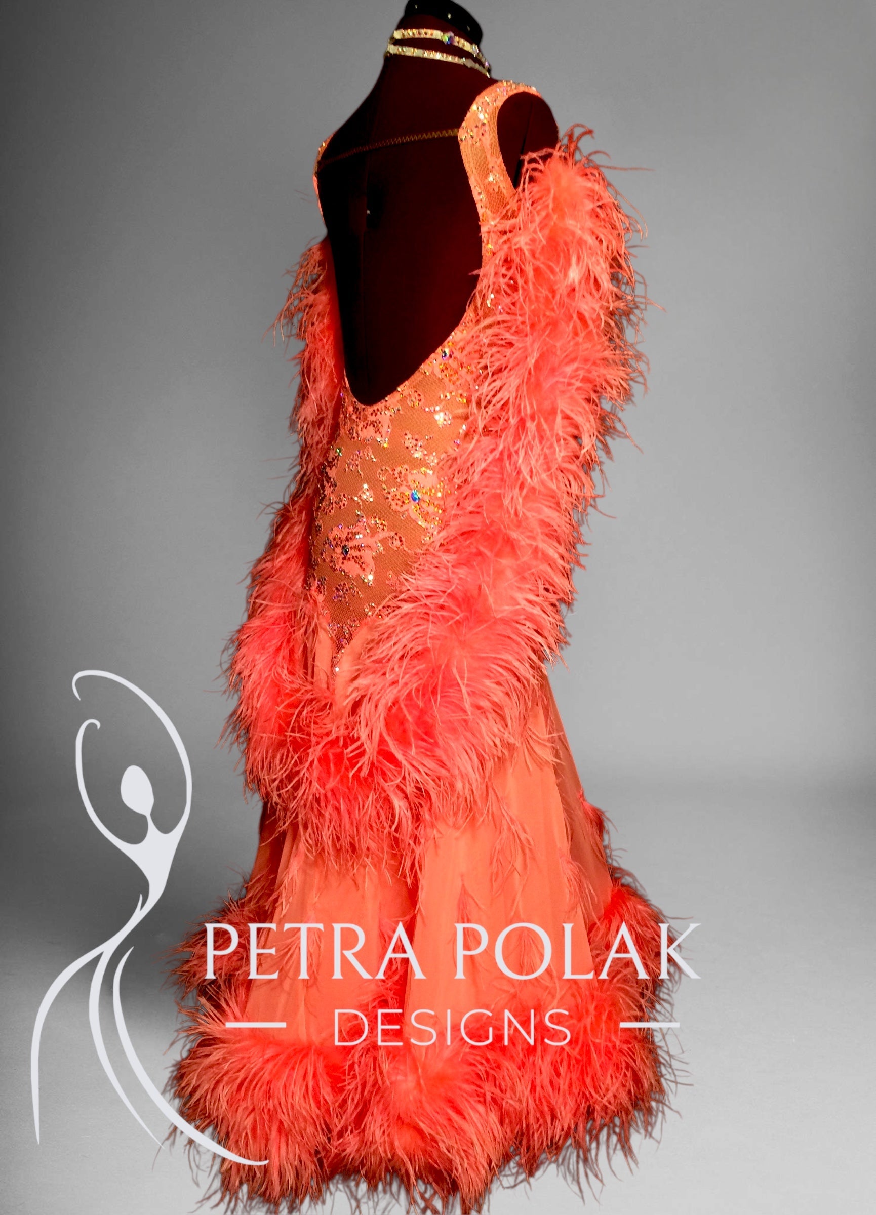 Coral Standard Dance Sport Dress STT- 1202