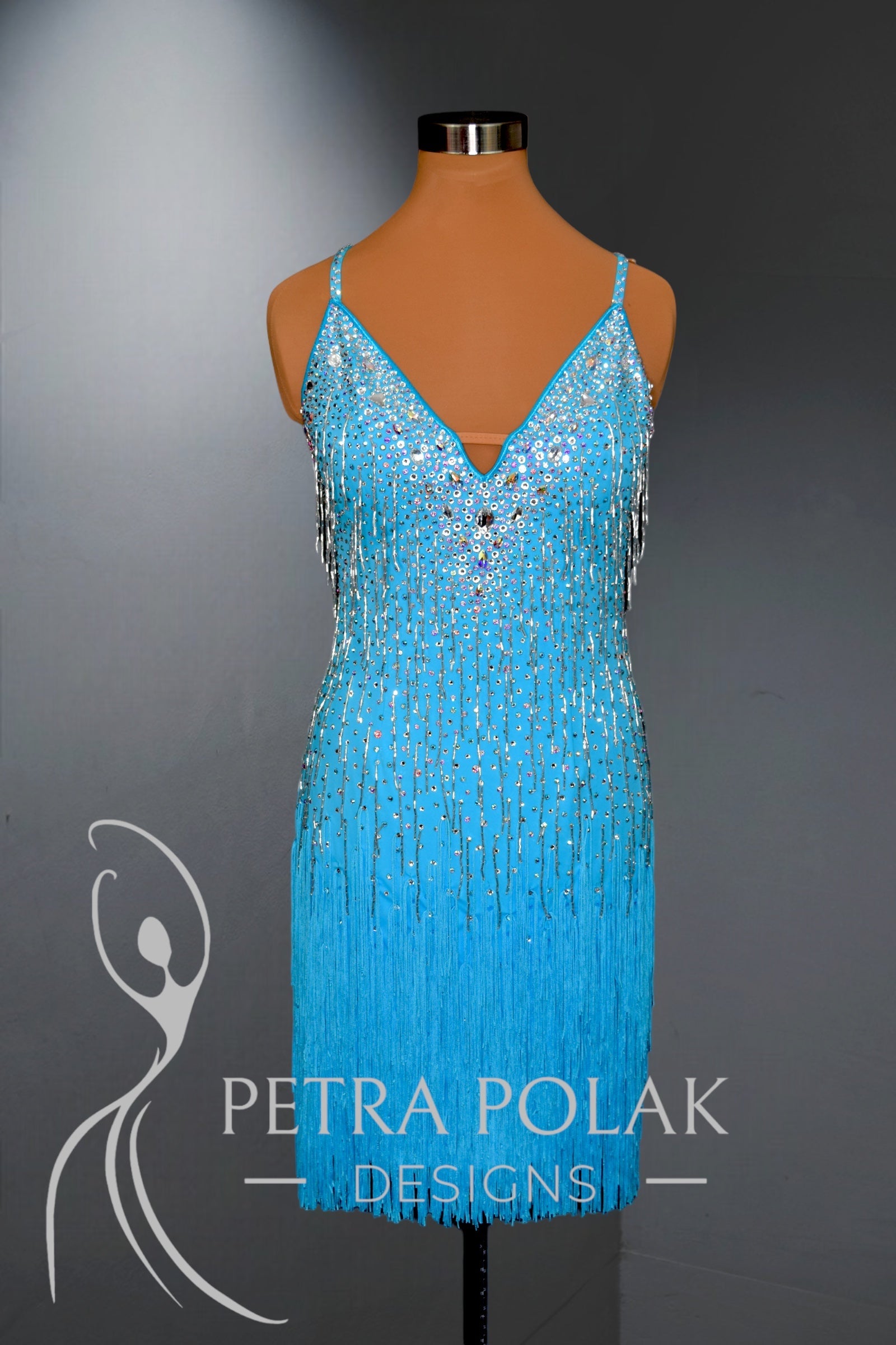 Barbados Blue Latin Rhythm Dance Sport Dress LAT- 1013 Barbados Blue Latin Rhythm Dance Sport Dress LAT- 1013