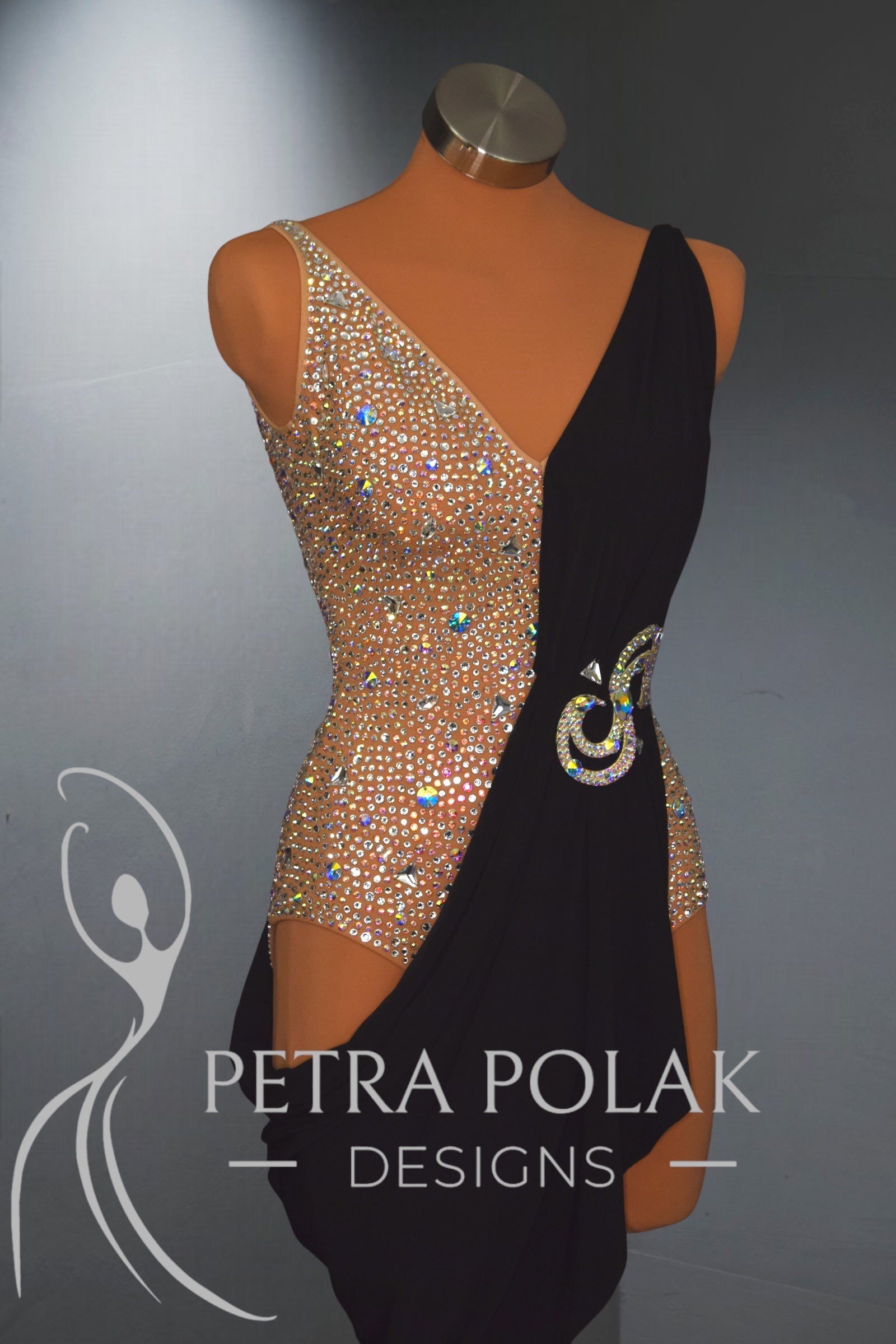 Tan/ Black Latin & Rhythm Dance Sport Dress LAT- 1004