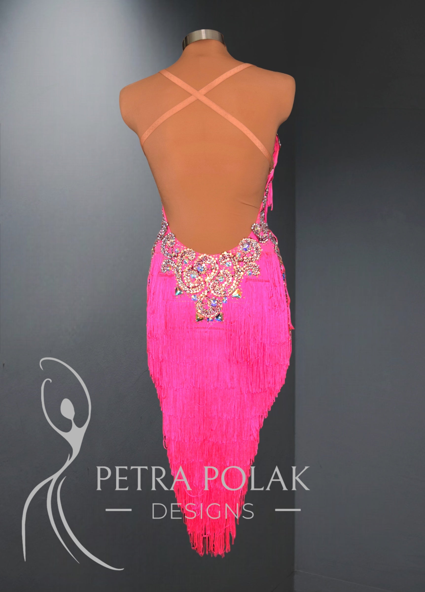 Pink Fringe Latin & Rhythm Ballroom Dance Competition Dress