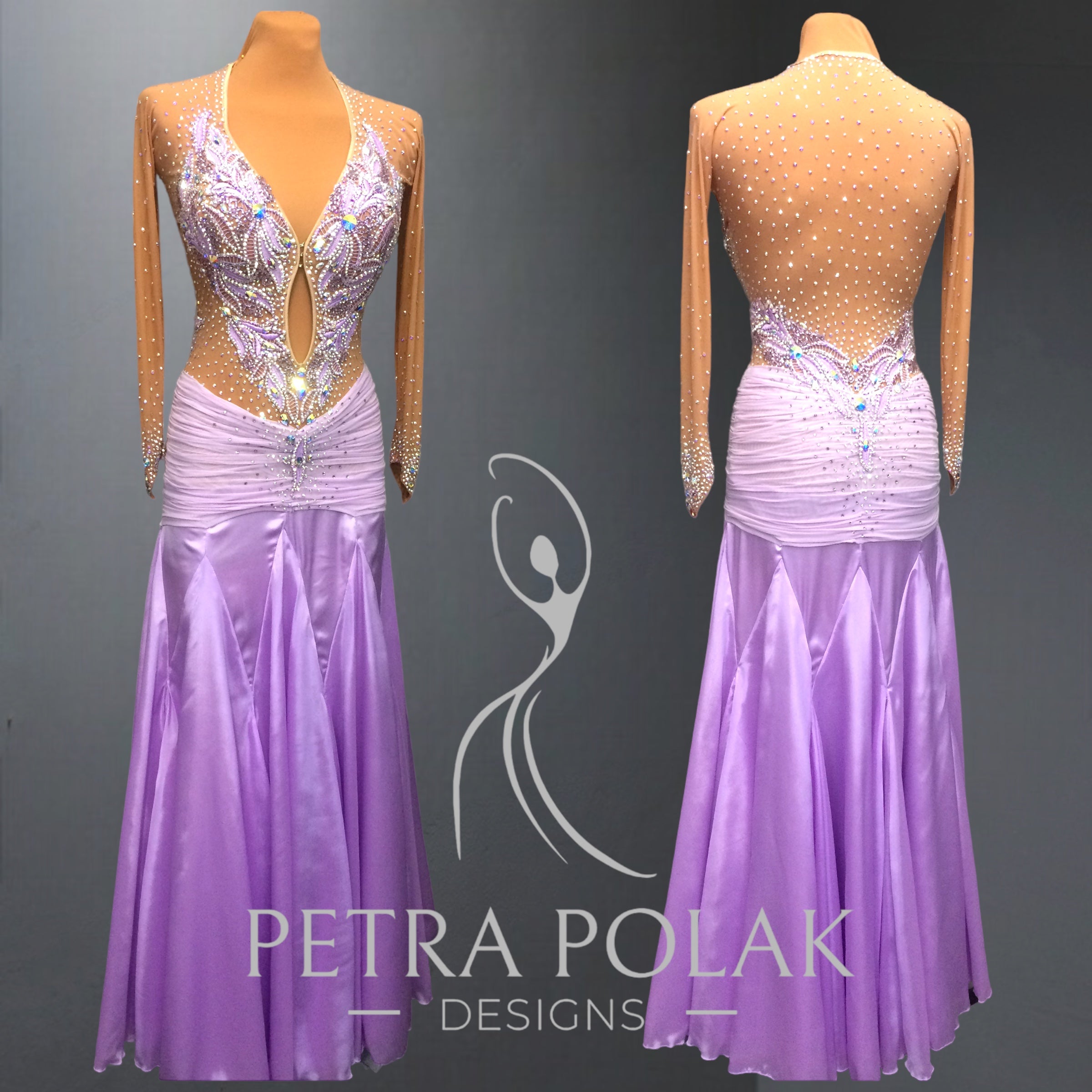 Lilac & Tan Smooth & Ballroom Dance Competition Dress